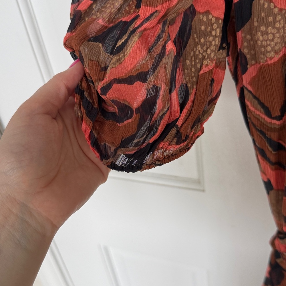 Cleobella Paige Printed Midi Dress Ruffle Puff Sleeve - Picture 7 of 7